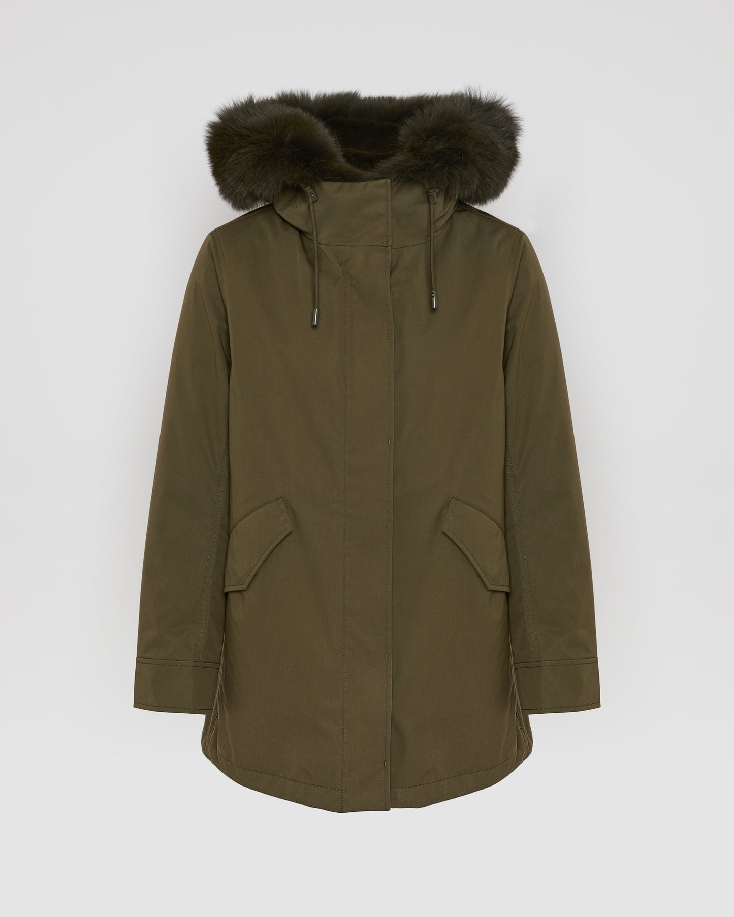 Parka Iconique courte en coton mélangé imperméable avec fourrure de renard et lapin