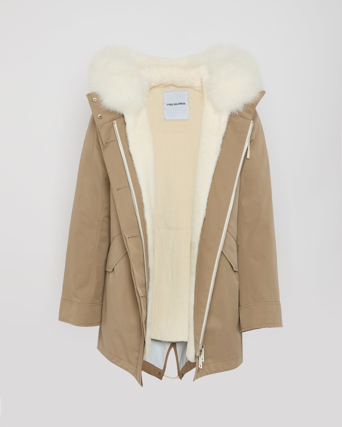 Parka Iconique courte en coton mélangé imperméable avec fourrure de renard et lapin