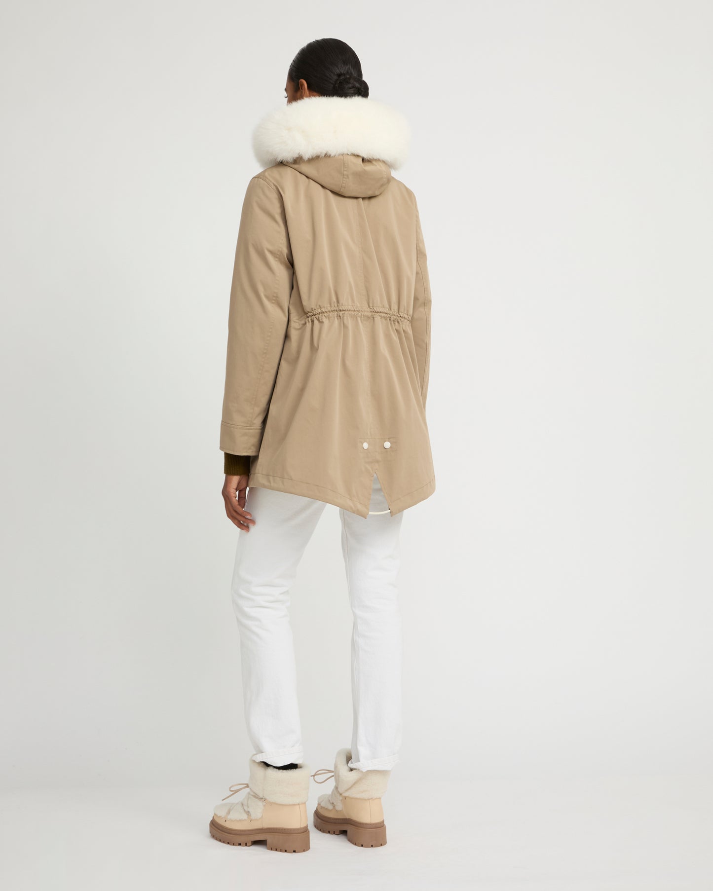 Parka Iconique courte en coton mélangé imperméable avec fourrure de renard et lapin