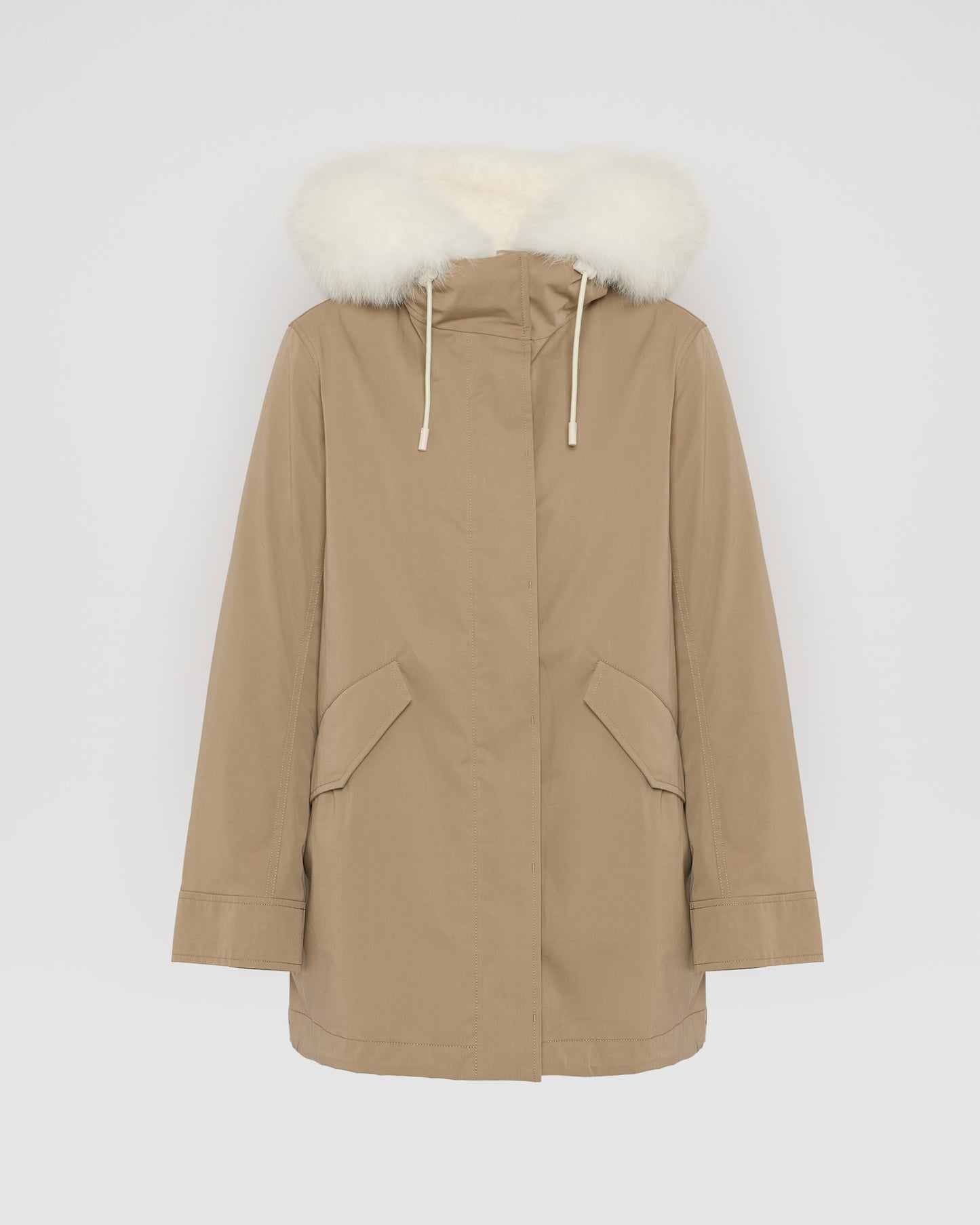 Parka Iconique courte en coton mélangé imperméable avec fourrure de renard et lapin