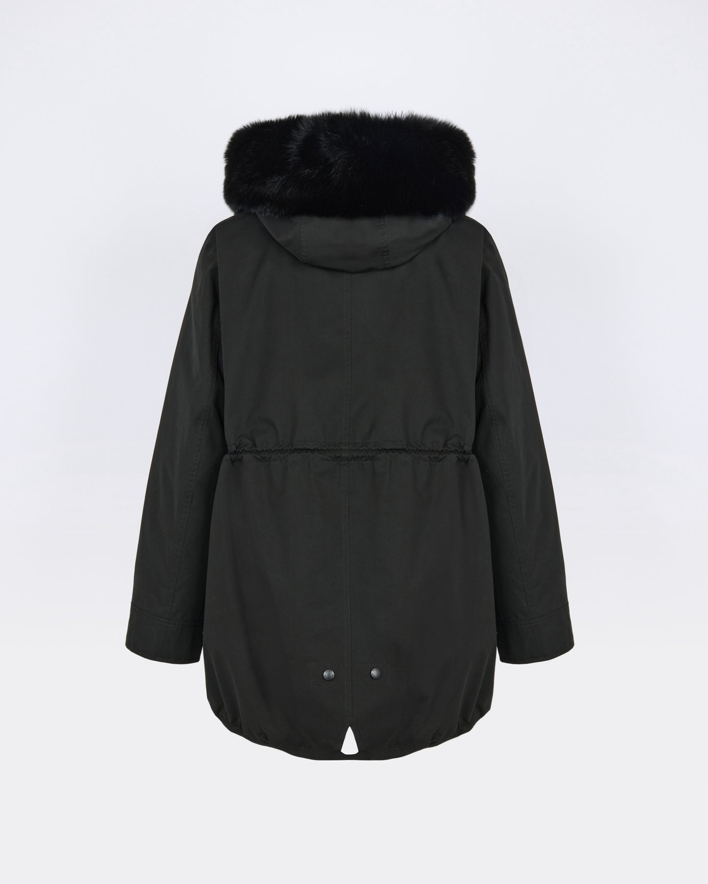 Parka Iconique courte en coton mélangé imperméable avec fourrure de renard et lapin - Yves Salomon - Nouvelle collection Automne Hiver