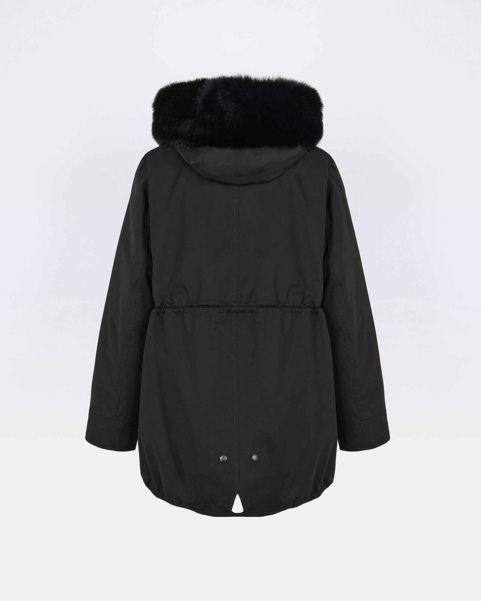 Parka Iconique courte en coton mélangé imperméable avec fourrure de renard et lapin - Yves Salomon - Nouvelle collection Automne Hiver
