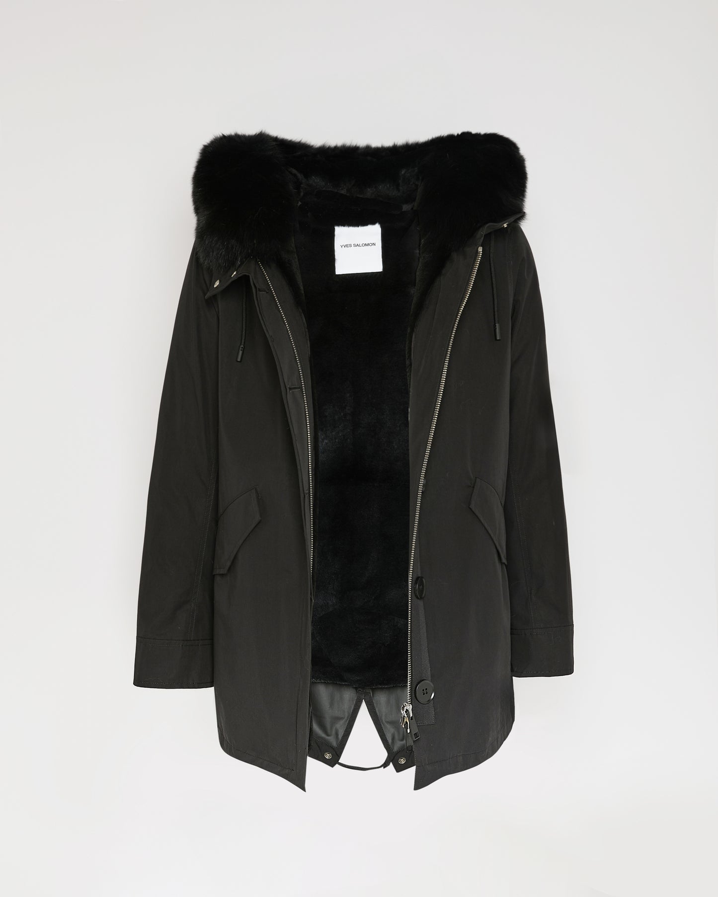 Parka Iconique courte en coton mélangé imperméable avec fourrure de renard et lapin