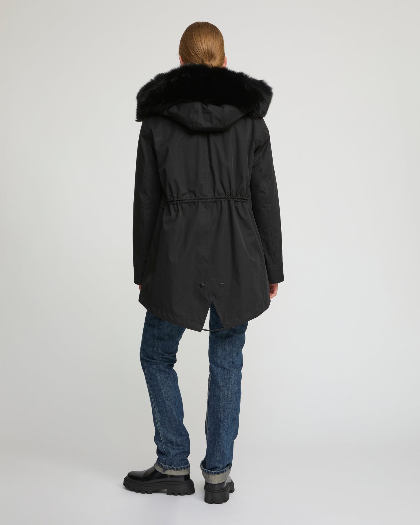Parka Iconique courte en coton mélangé imperméable avec fourrure de renard et lapin