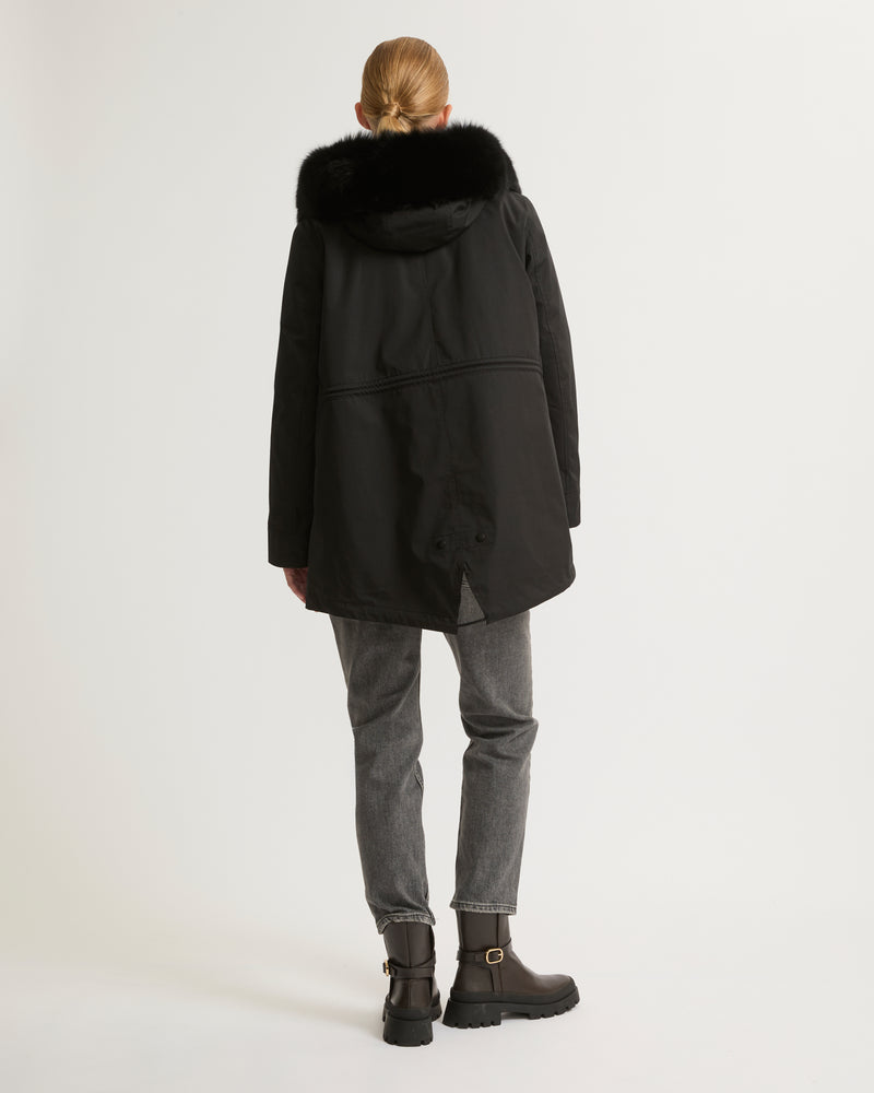 Parka Iconique courte en coton mélangé imperméable avec fourrure de renard et lapin
