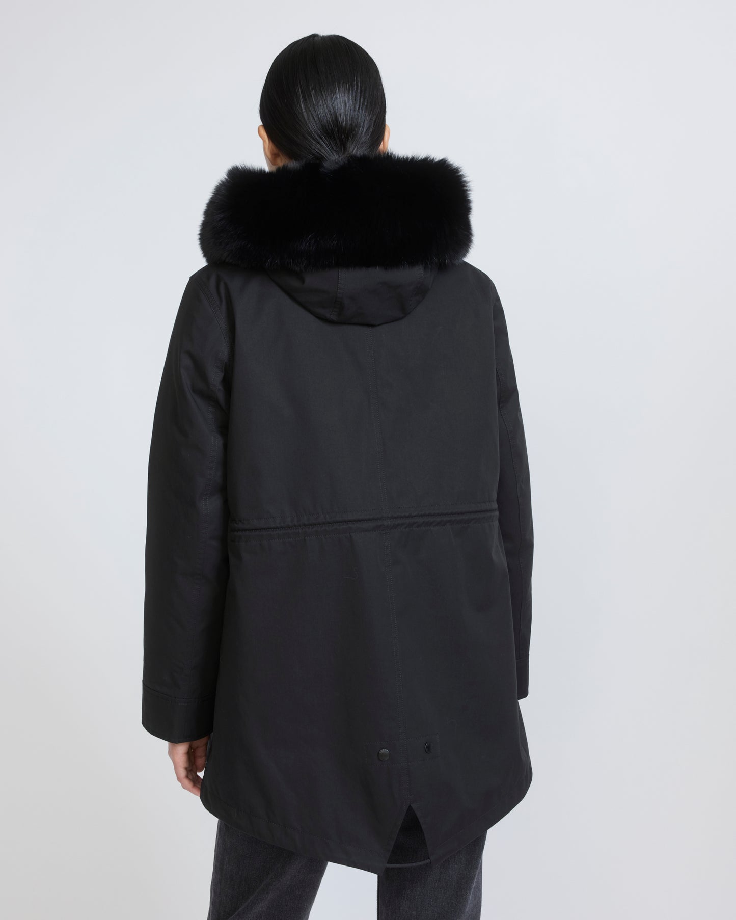 Short Iconic parka in waterproof cotton blend with fox and rabbit fur