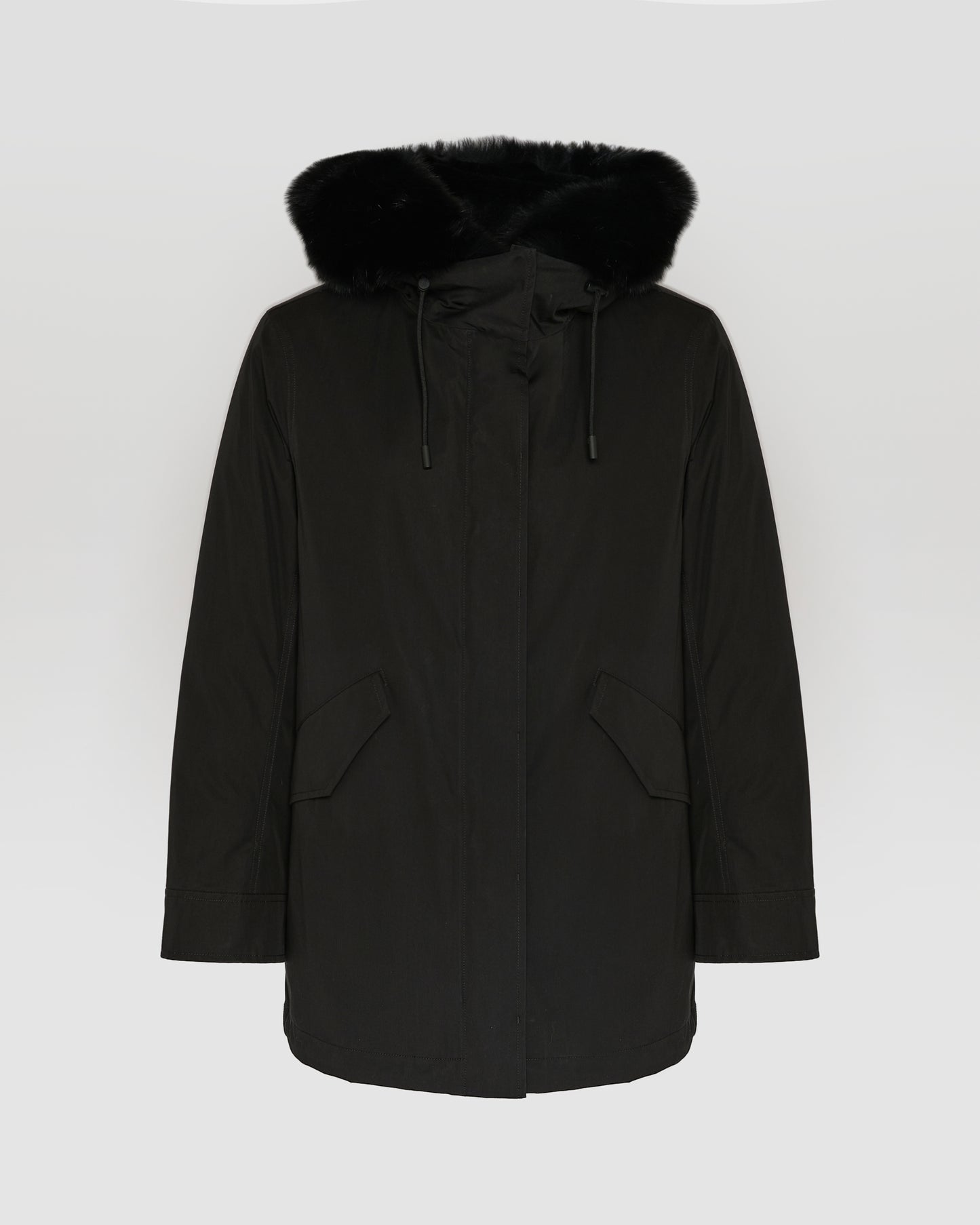 Parka Iconique courte en coton mélangé imperméable avec fourrure de renard et lapin