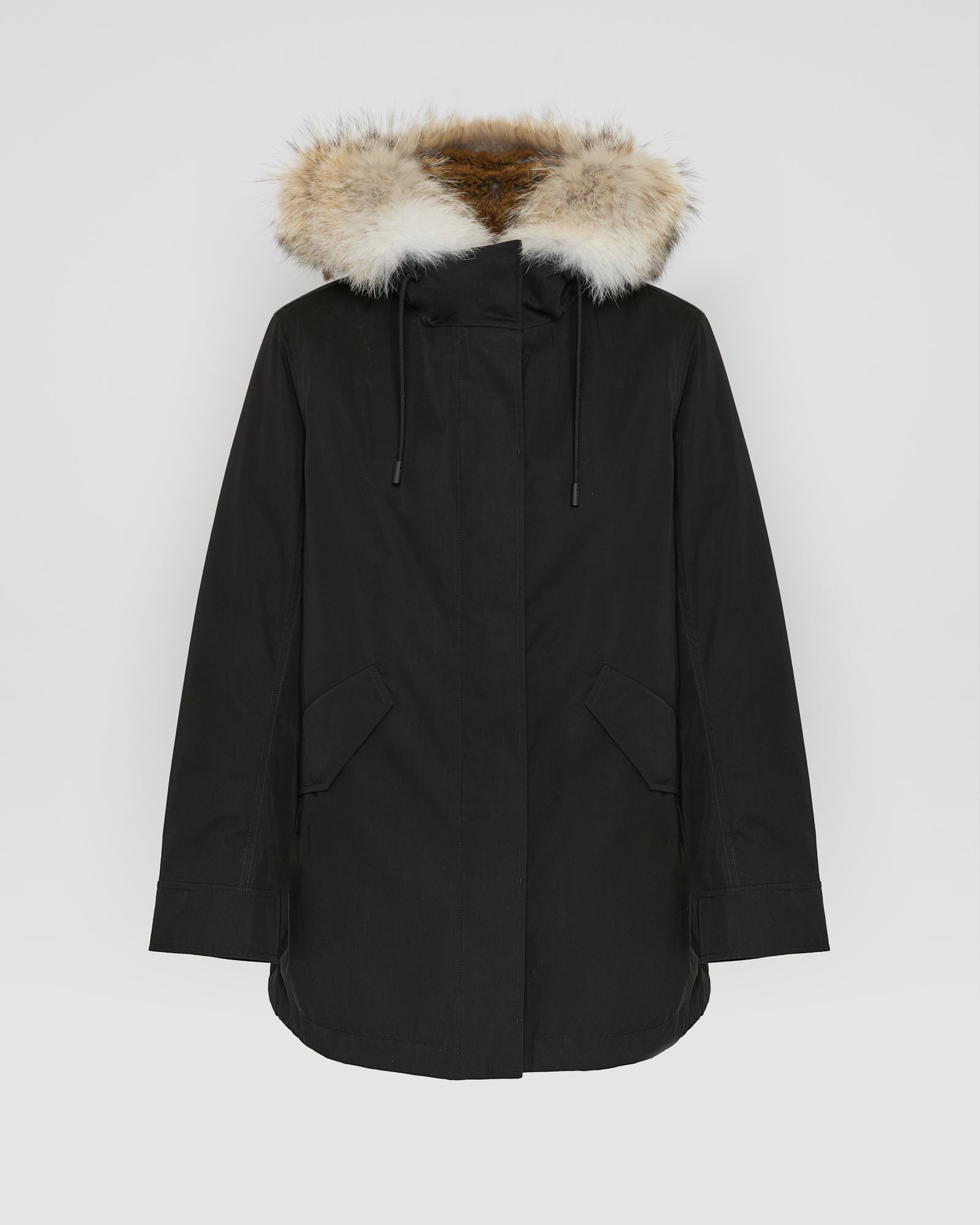 Short parka in technical fabric, rabbit and coyote fur – Yves Salomon