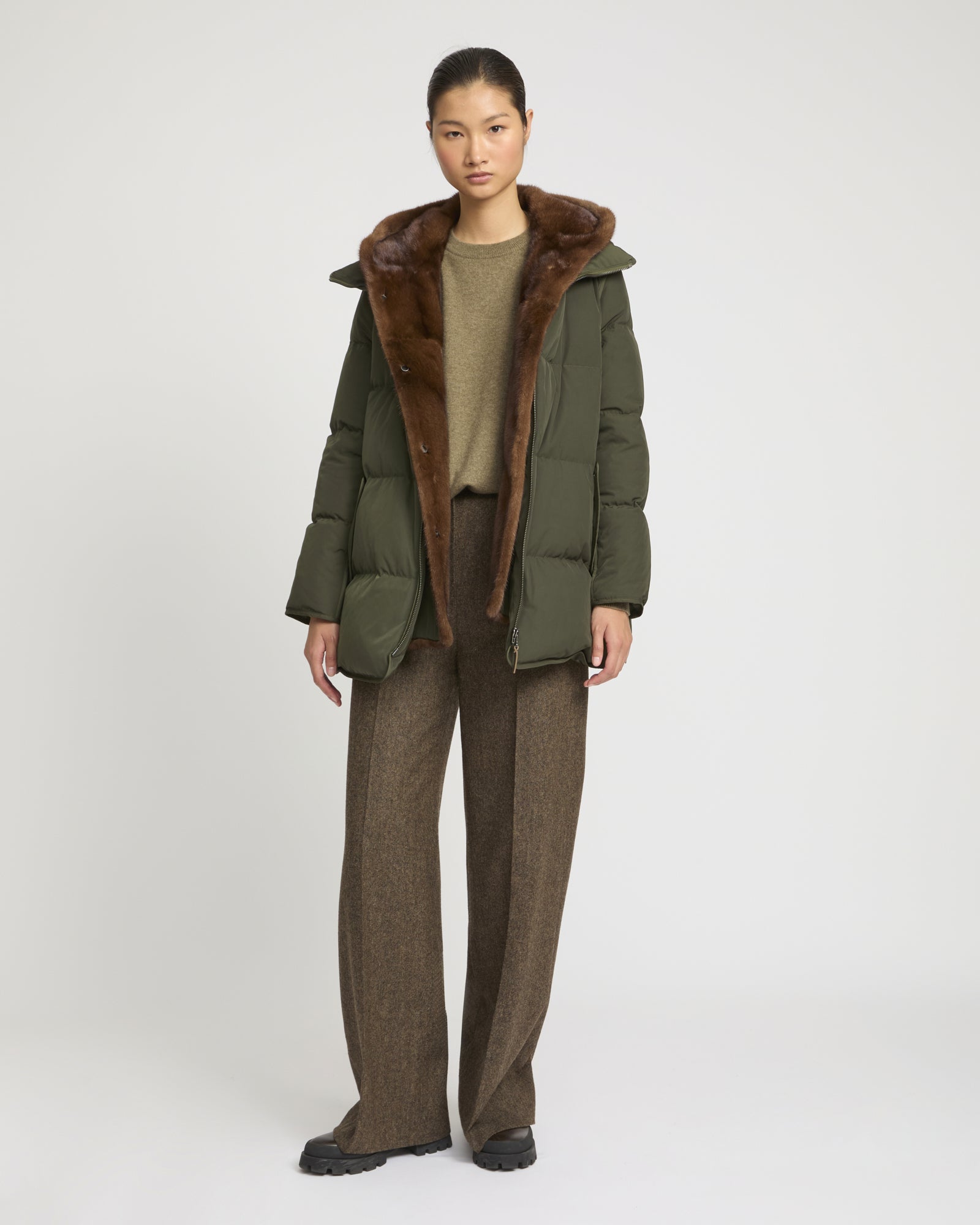 YVES SALOMON ダウン テクニカルファブリック/ミンク ダウンジャケット 76CM – Yves Salomon