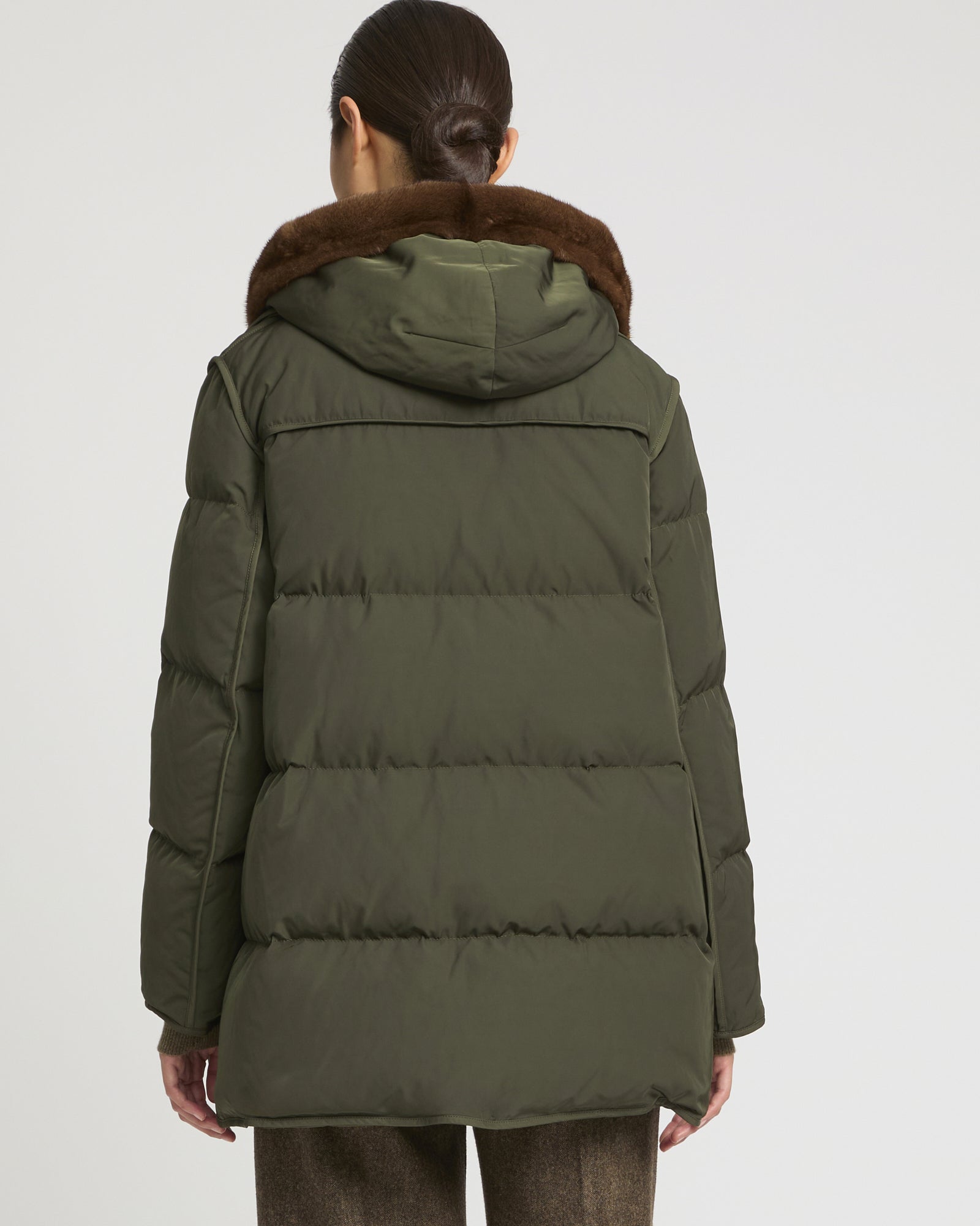 DOWN JACKET 76CM TECHNICAL FABRIC/MINK – Yves Salomon