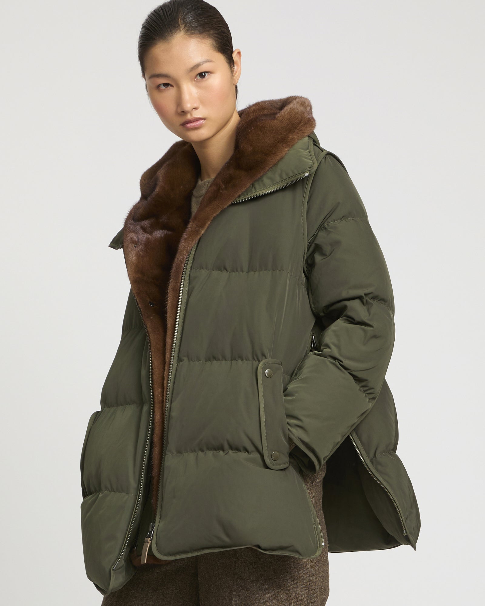 YVES SALOMON ダウン テクニカルファブリック/ミンク ダウンジャケット 76CM – Yves Salomon