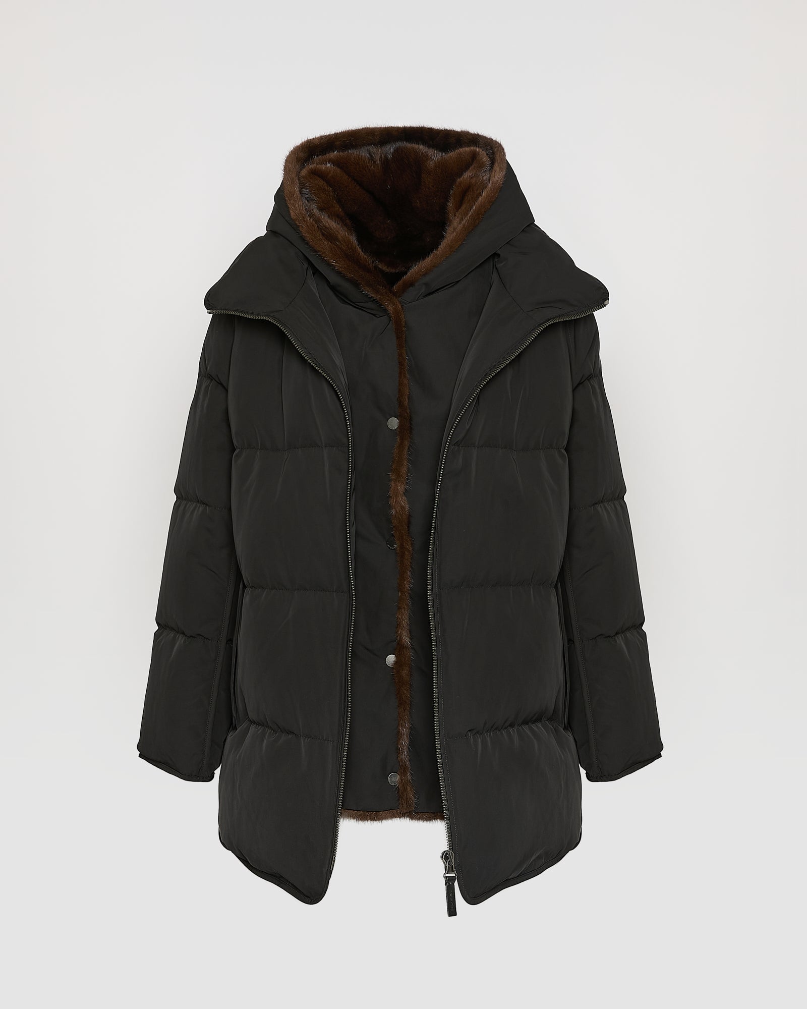 DOWN JACKET 76CM TECHNICAL FABRIC/MINK – Yves Salomon