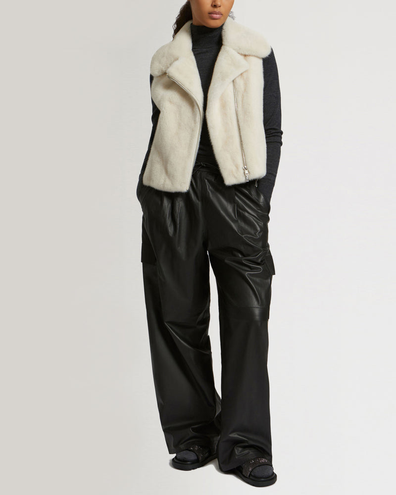Gilet court en vison à poils longs - blanc - Yves Salomon - Black Friday