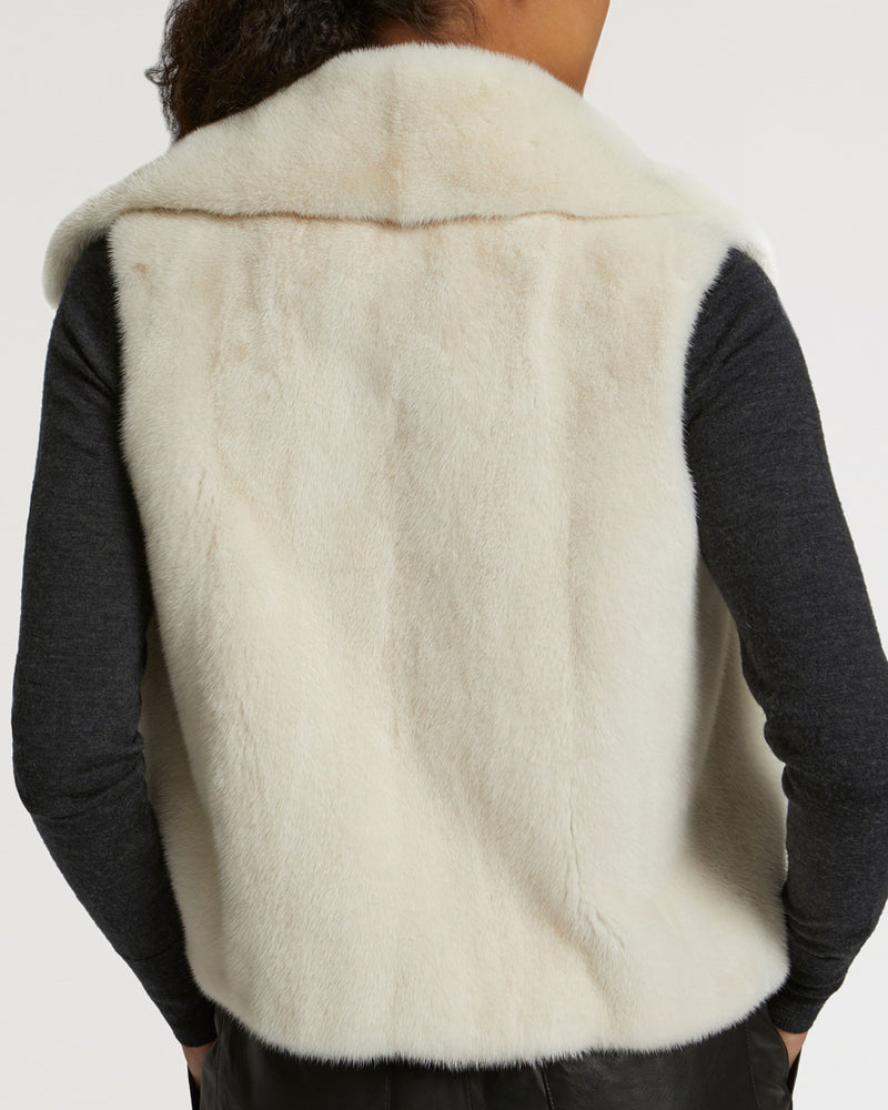 Gilet court en vison à poils longs - blanc - Yves Salomon - Black Friday