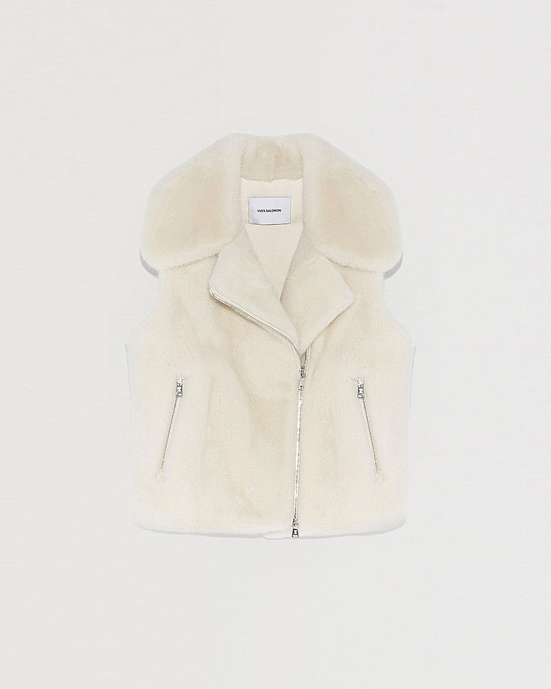 Short gilet in long-haired mink fur