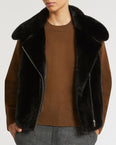 Short gilet in long-haired mink fur