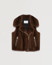 Gilet court en fourrure de vison à poils longs