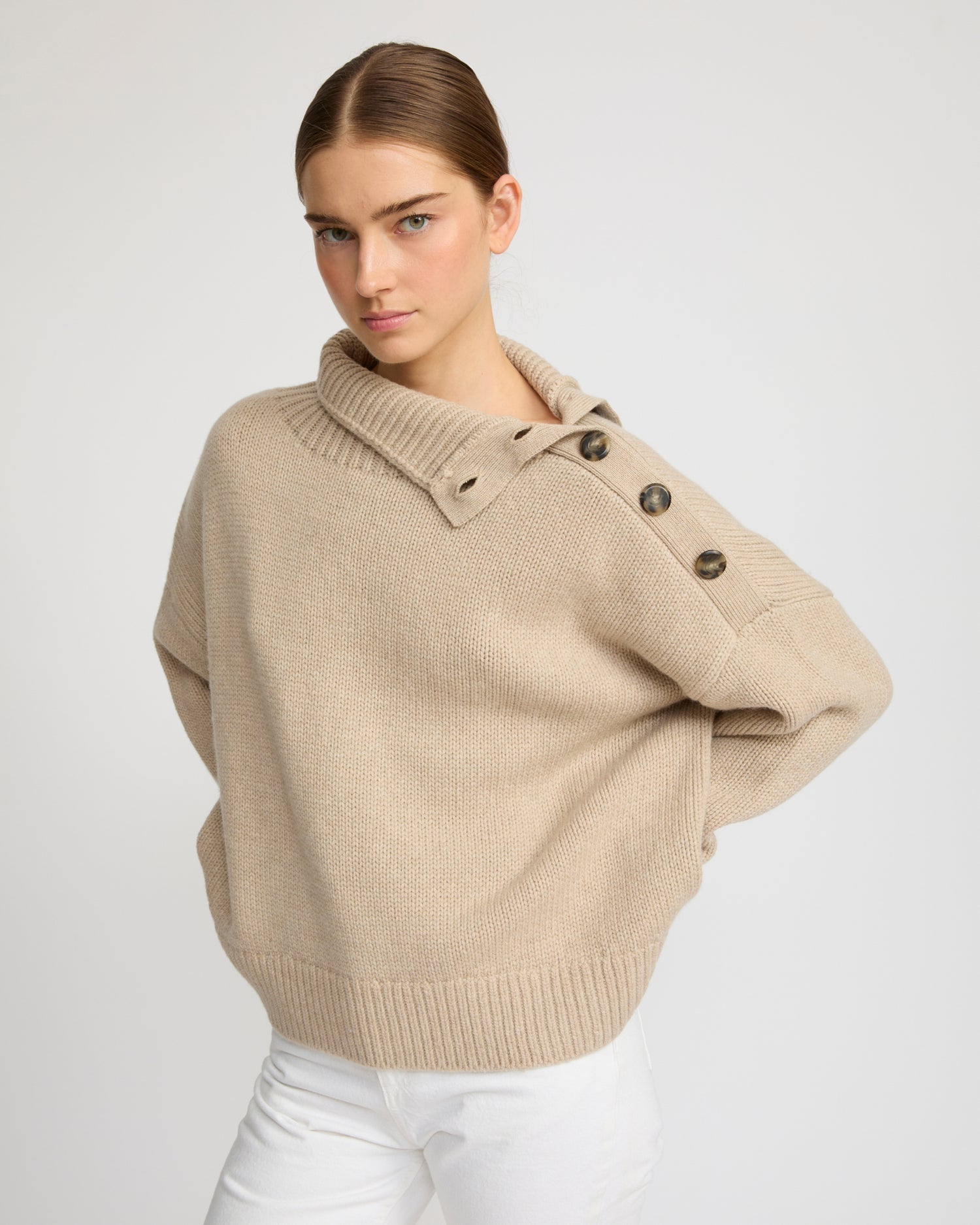 Soldes d'hiver  - Yves Salomon -Pull oversize en maille lainage cachemire