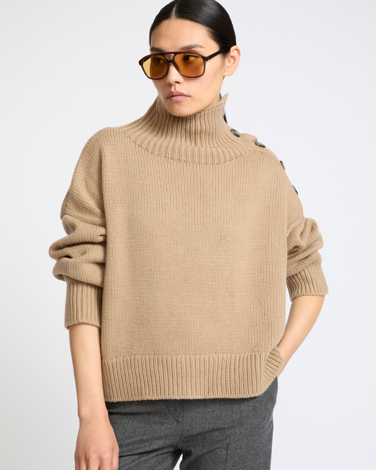 Pull oversize en maille lainage cachemire- Yves Salomon - Nouvelle collection Automne Hiver