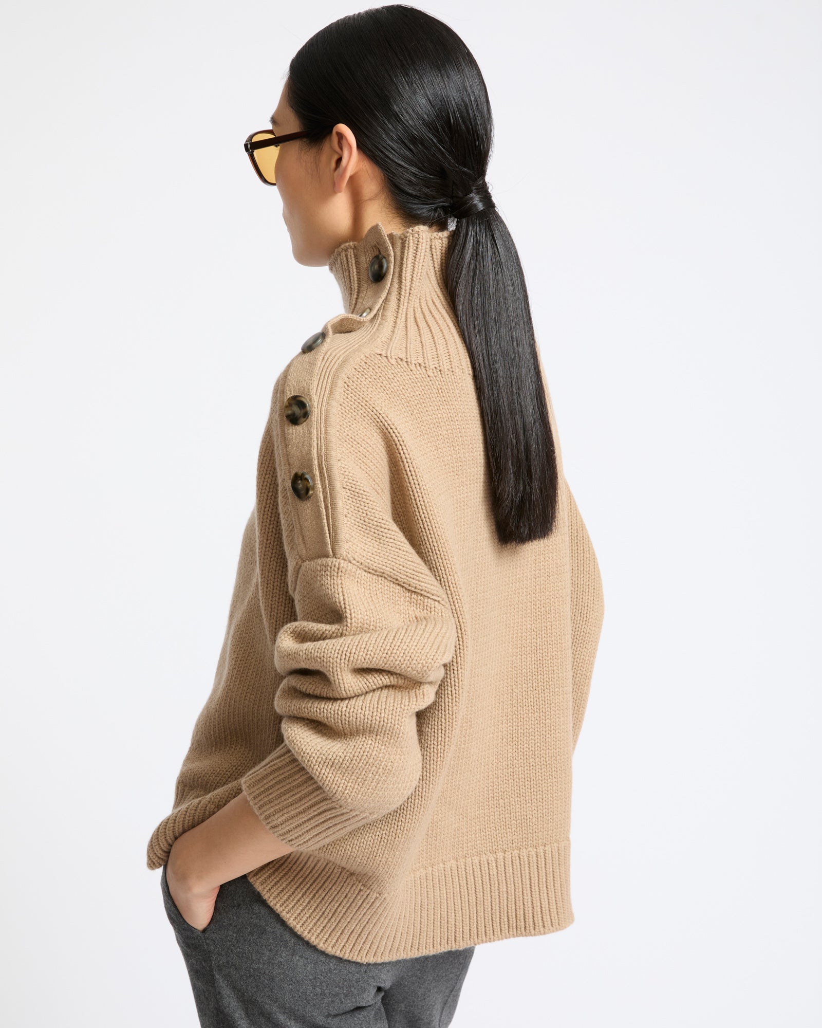Pull oversize en maille lainage cachemire- Yves Salomon - Nouvelle collection Automne Hiver