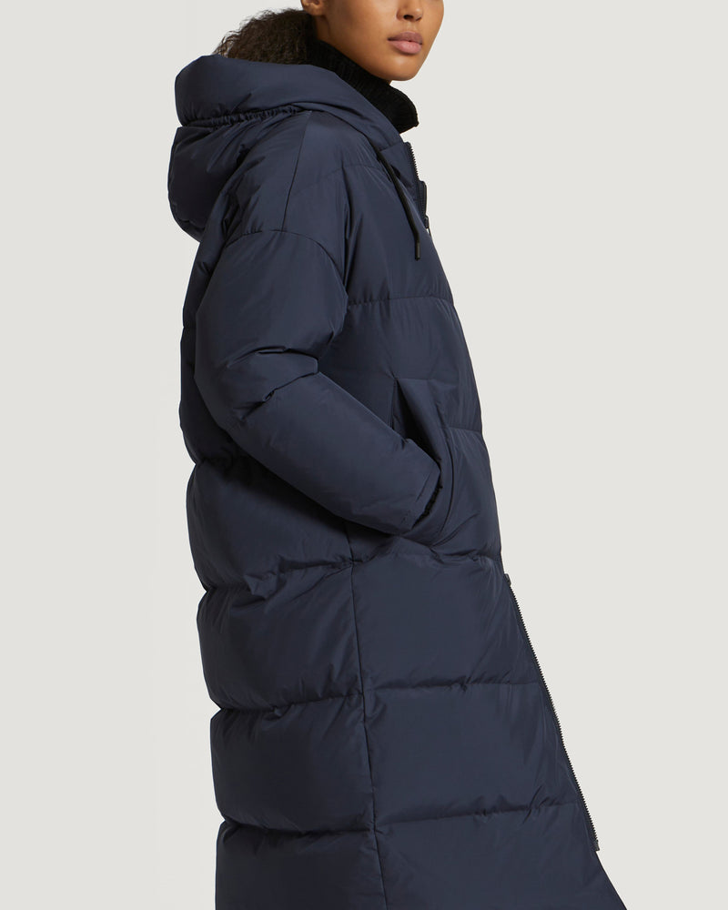 Doudoune à capuche longue et réversible en tissu technique imperméable-Yves Salomon - Soldes d'hiver - Winter Sale