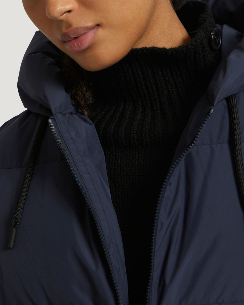 Doudoune à capuche longue et réversible en tissu technique imperméable-Yves Salomon - Soldes d'hiver - Winter Sale