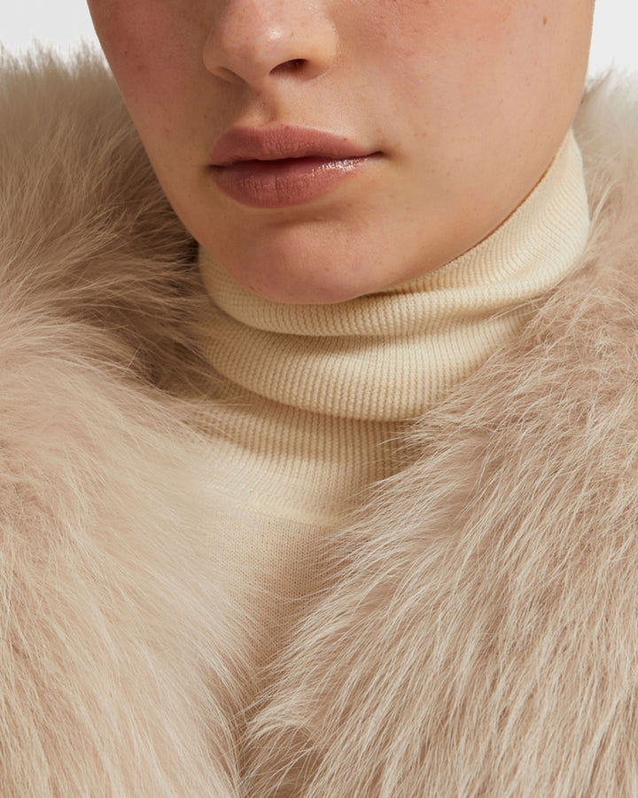 manteau-ceinture-en-lainage-cachemire-avec-col-et-revers-en-renard-beige-rose-23wym04619carda2154 -Yves Salomon