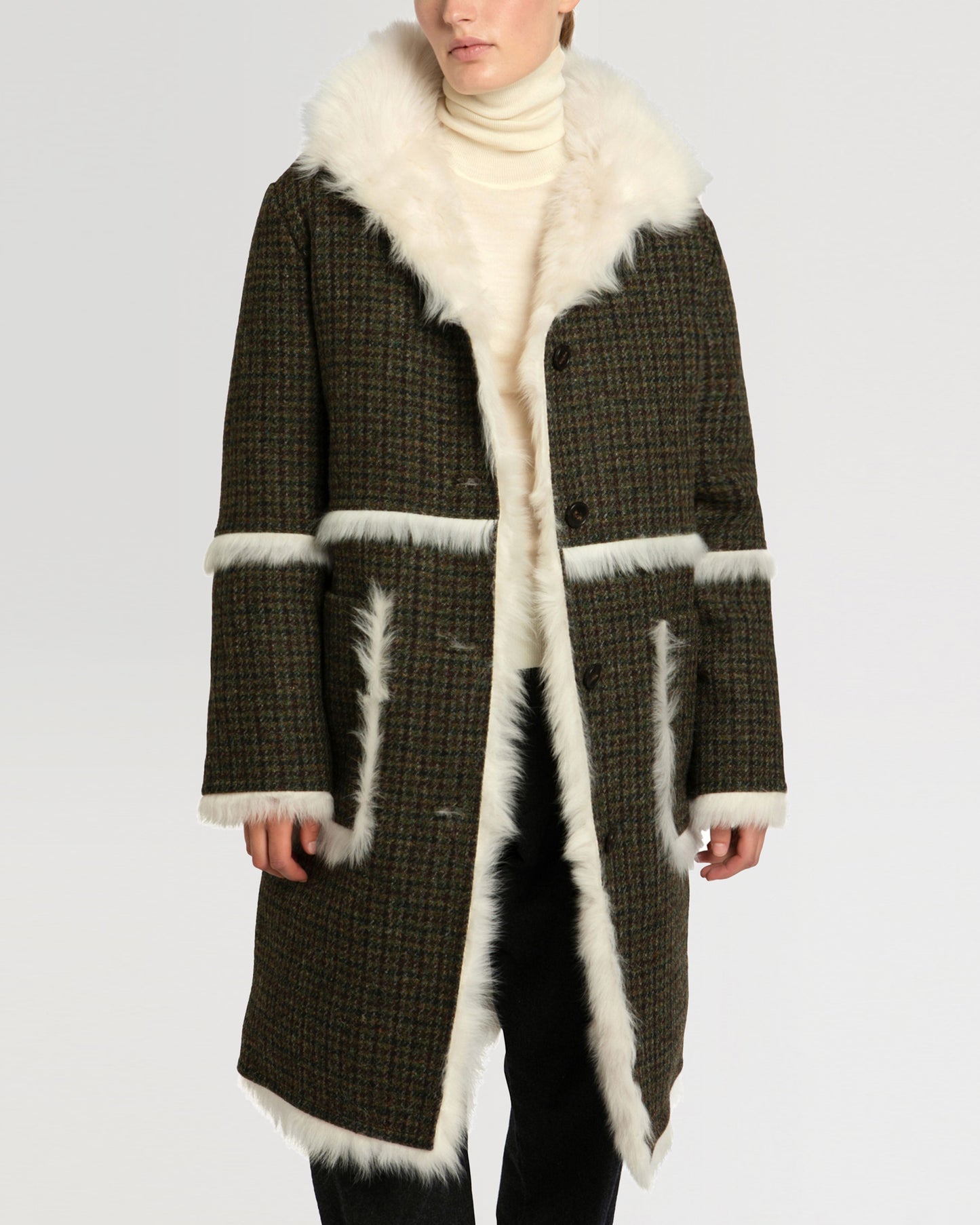 Black Friday 2025 - Yves Salomon - Manteau à capuche en lainage et peau lainée