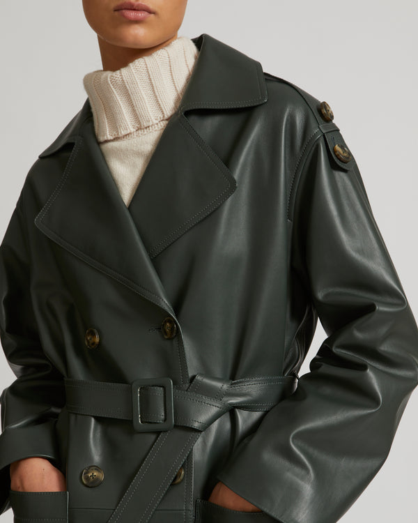 Trench oversize en cuir d’agneau