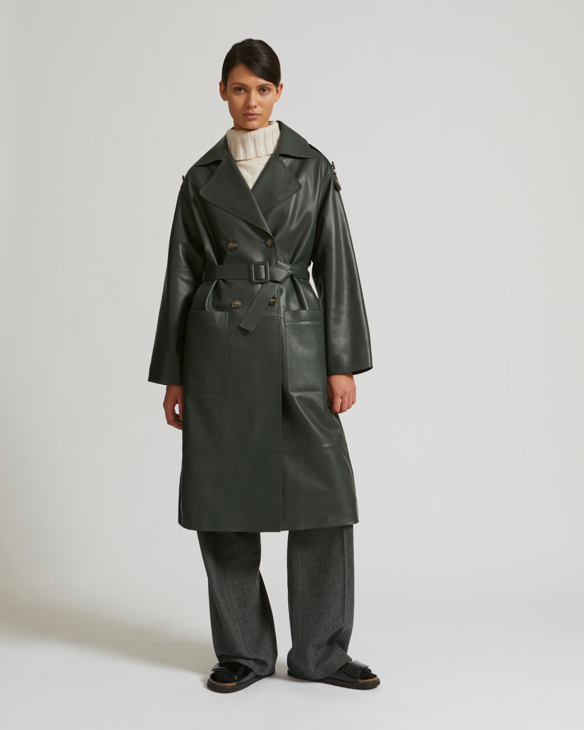 Black Friday 2025 - Yves Salomon - Trench oversize en cuir d’agneau