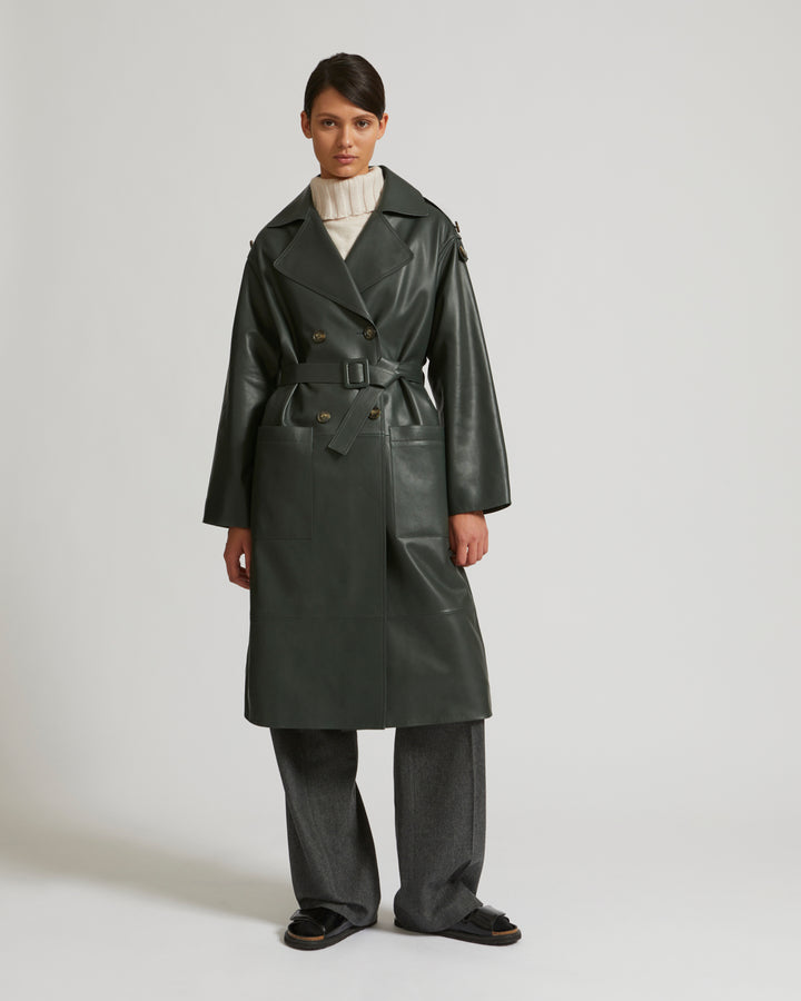 Black Friday 2025 - Yves Salomon - Trench oversize en cuir d’agneau