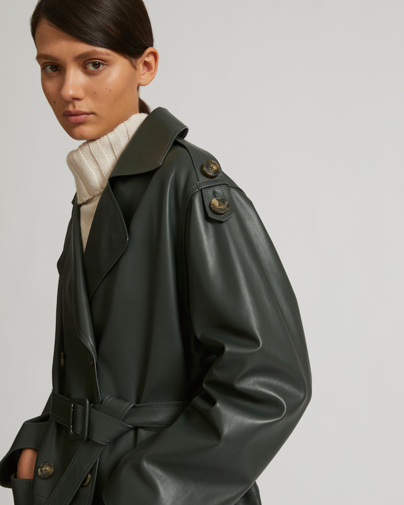 Trench oversize en cuir d’agneau