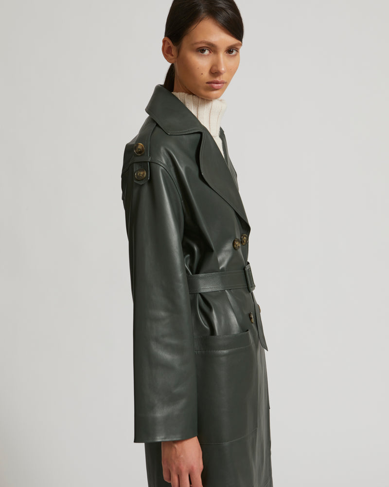 Trench oversize en cuir d’agneau