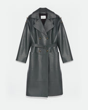 Trench oversize en cuir d’agneau