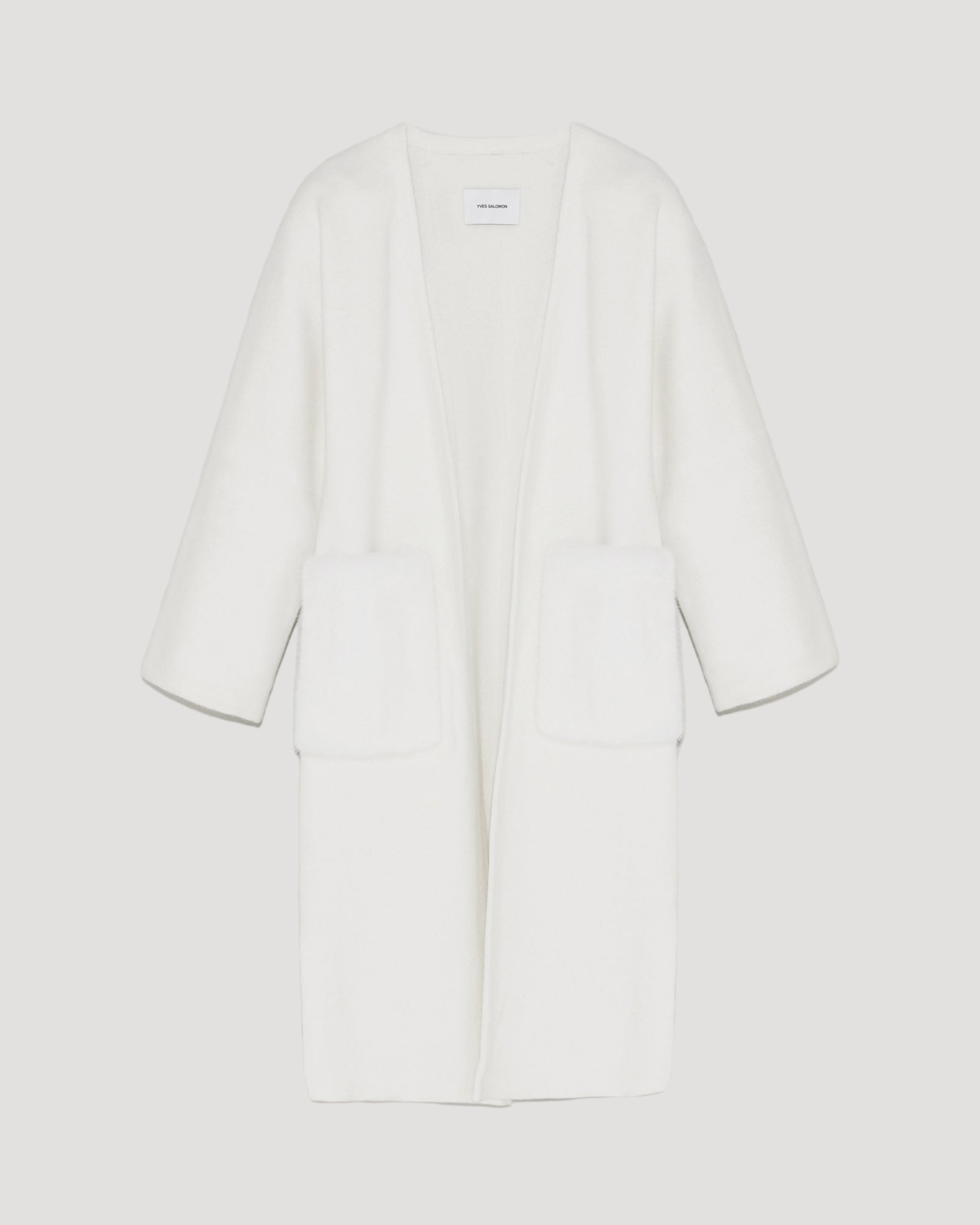 Black Friday 2025 - Yves Salomon - Cardigan long en maille avec sur-poches en fourrure de vison