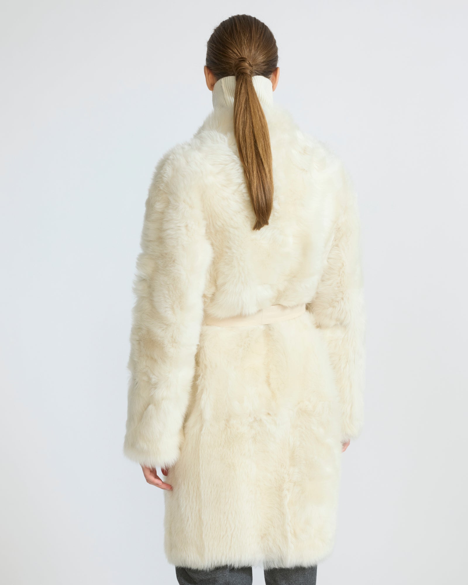 Manteau réversible ceinturé en agneau de Toscane