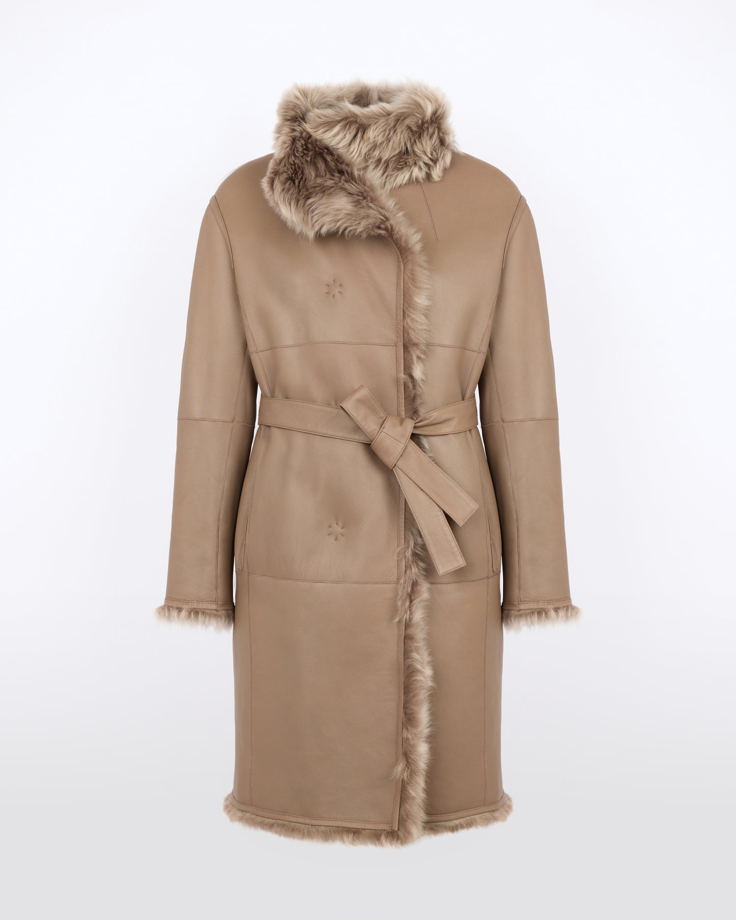Manteau réversible ceinturé en agneau de Toscane - Yves Salomon - Nouvelle collection Automne Hiver