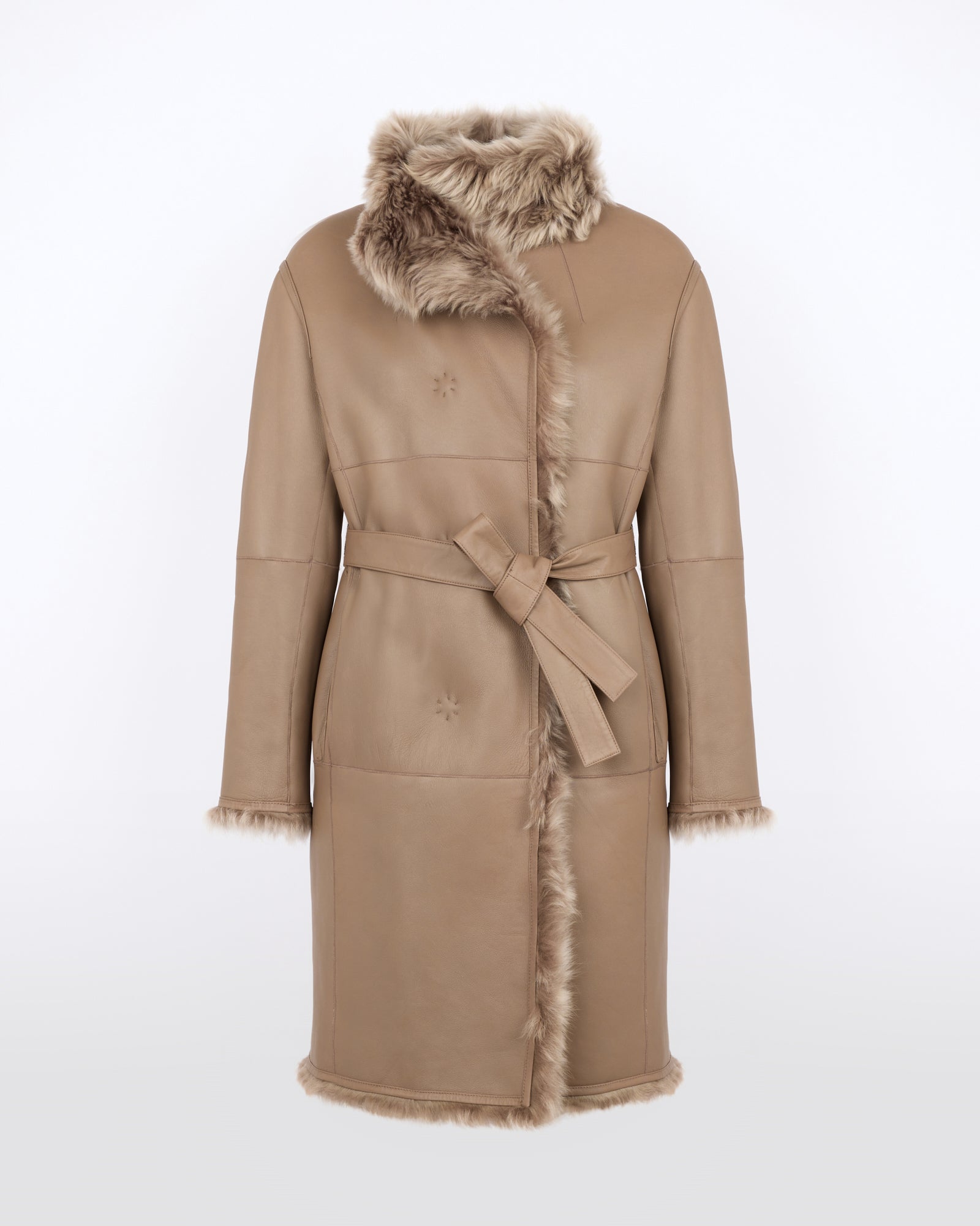 Manteau réversible ceinturé en agneau de Toscane - Yves Salomon - Nouvelle collection Automne Hiver