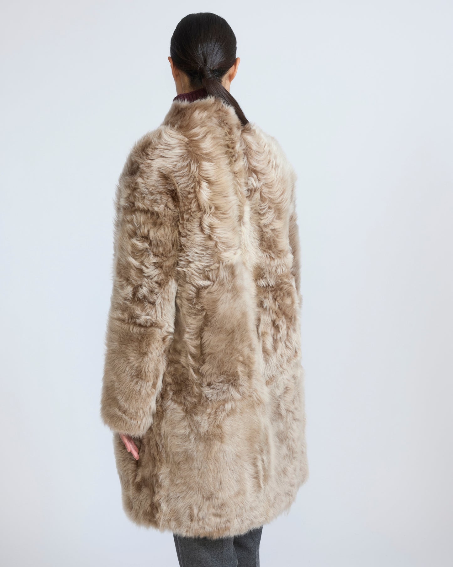 Manteau réversible ceinturé en agneau de Toscane