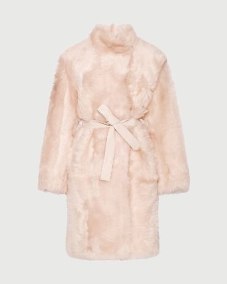 Manteau réversible ceinturé en agneau de Toscane- Yves Salomon - Nouvelle collection Automne Hiver