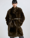 Reversible belted coat in Toscana lambskin