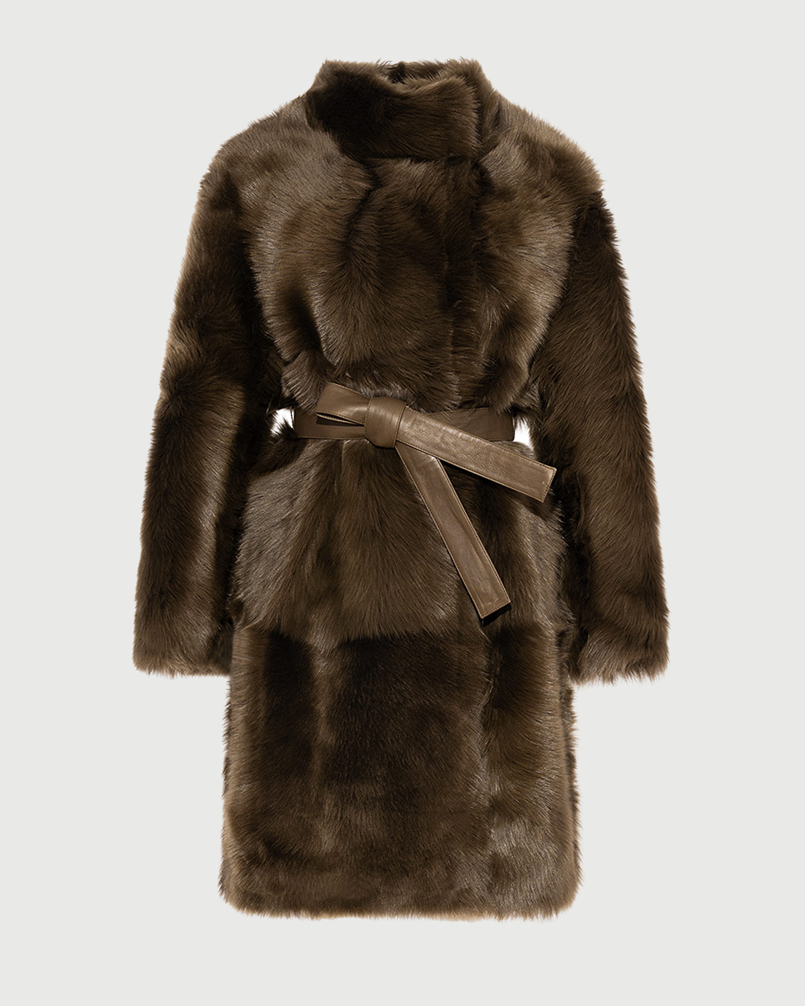Manteau réversible ceinturé en agneau de Toscane- Yves Salomon - Nouvelle collection Automne Hiver