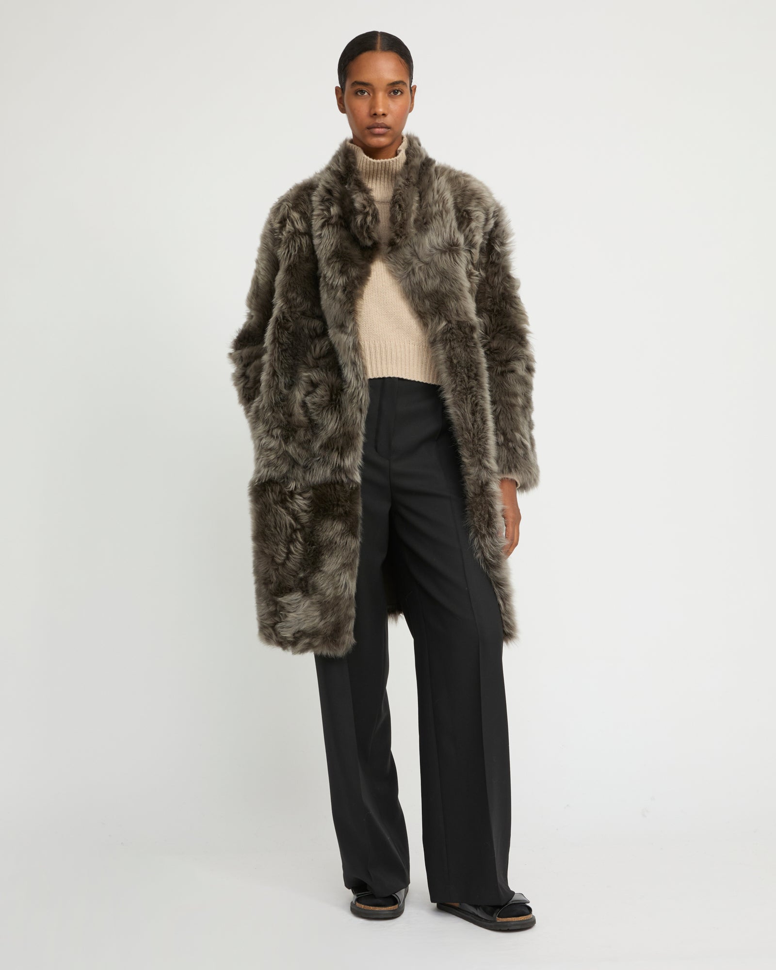 Manteau réversible en agneau de Toscane -Yves Salomon