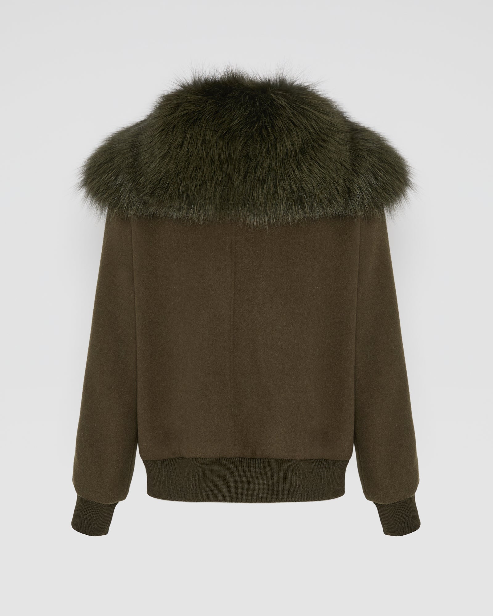 Cropped jacket in cashmere wool with fox fur collar – Yves Salomon