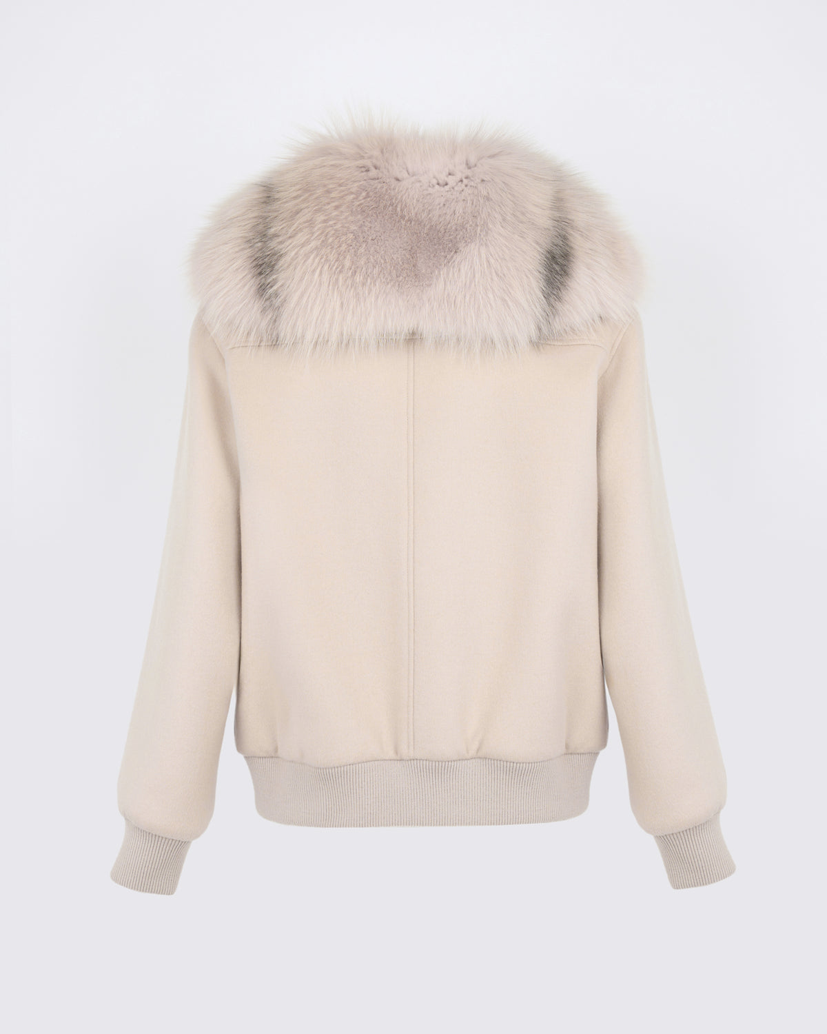 Veste courte en lainage cachemire avec col en fourrure de renard - Yves Salomon - Nouvelle collection Automne Hiver