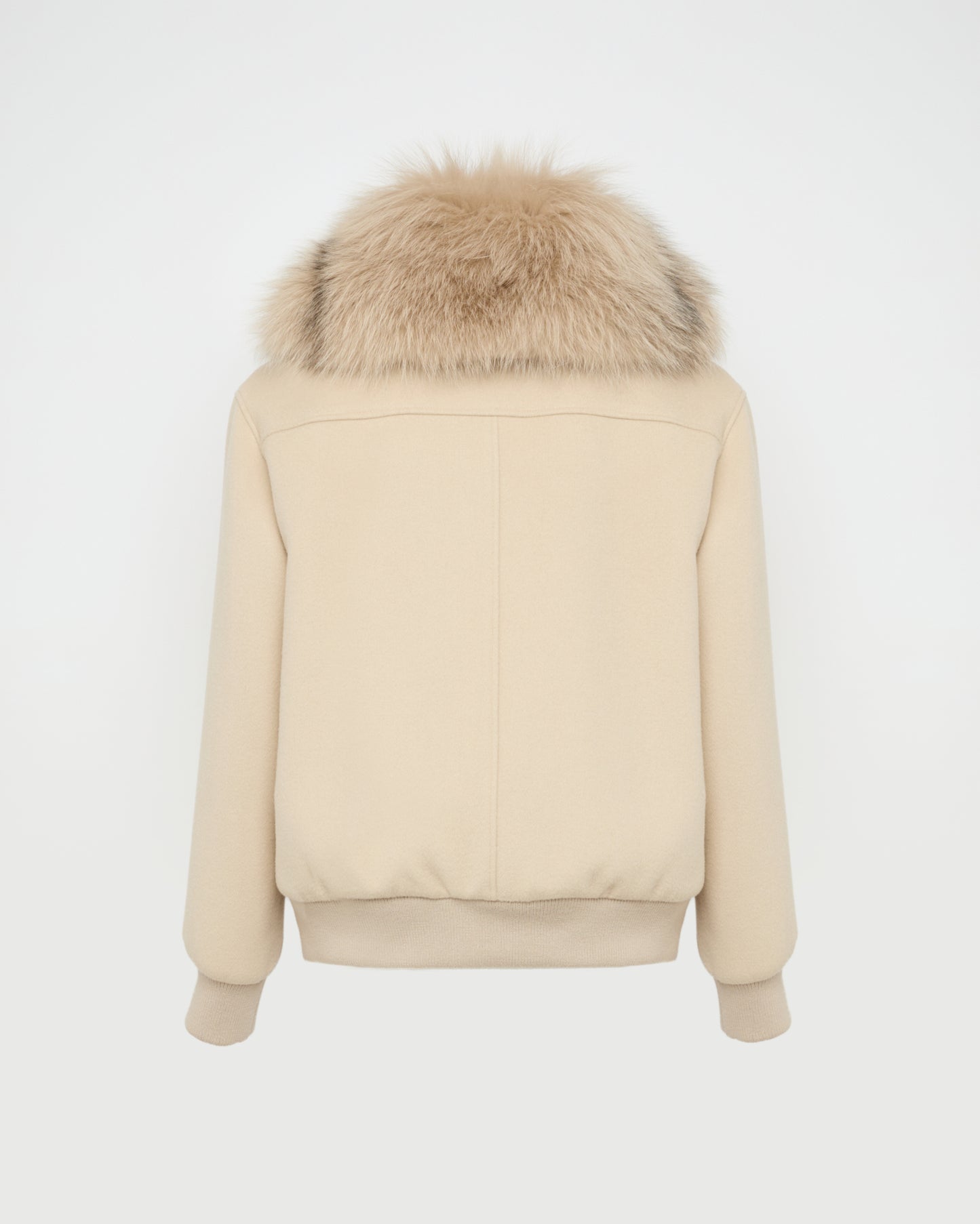 Cropped jacket in cashmere wool with fox fur collar