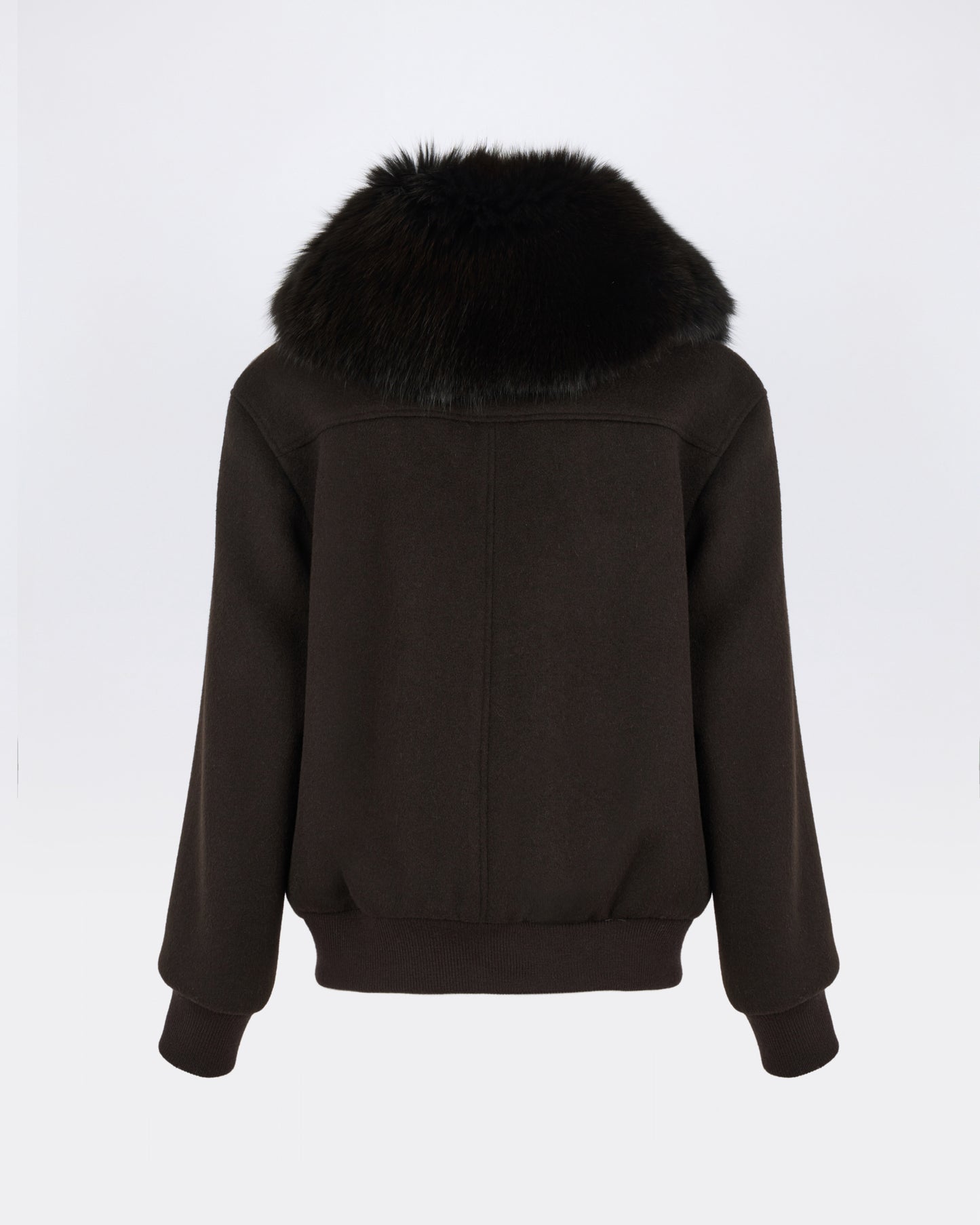 CARRY OVER : Veste courte en lainage cachemire avec col en fourrure de renard - Yves Salomon - Nouvelle collection Automne Hiver