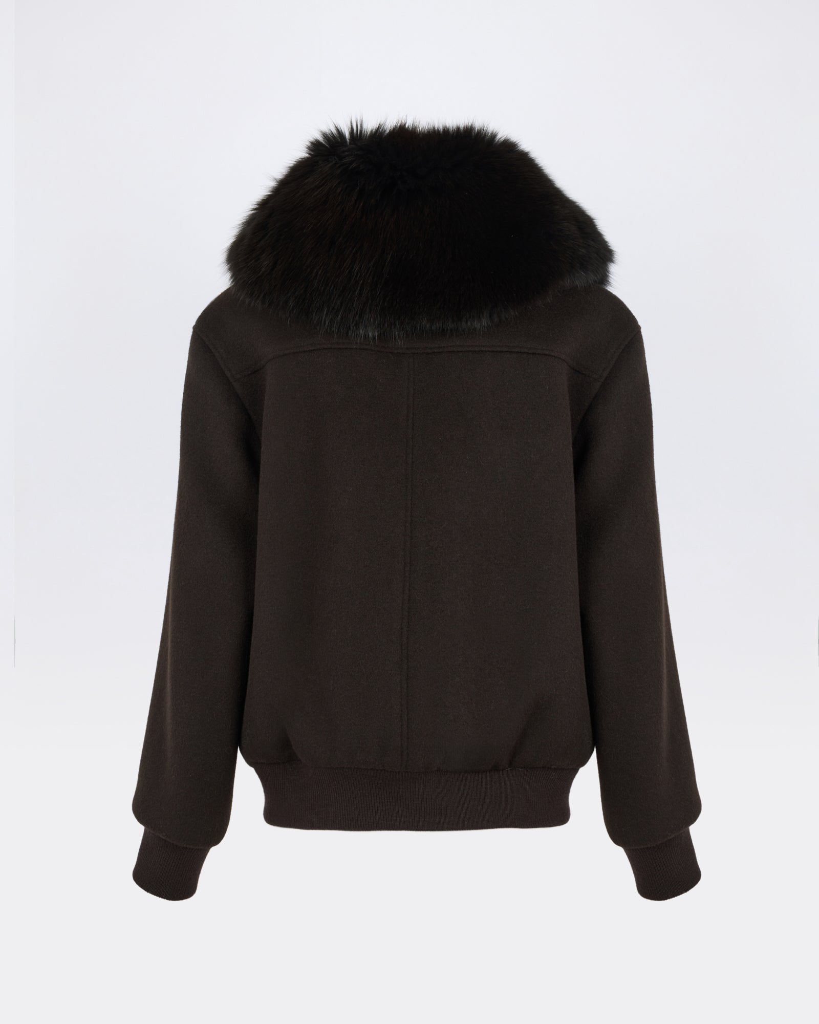 CARRY OVER : Veste courte en lainage cachemire avec col en fourrure de renard - Yves Salomon - Nouvelle collection Automne Hiver