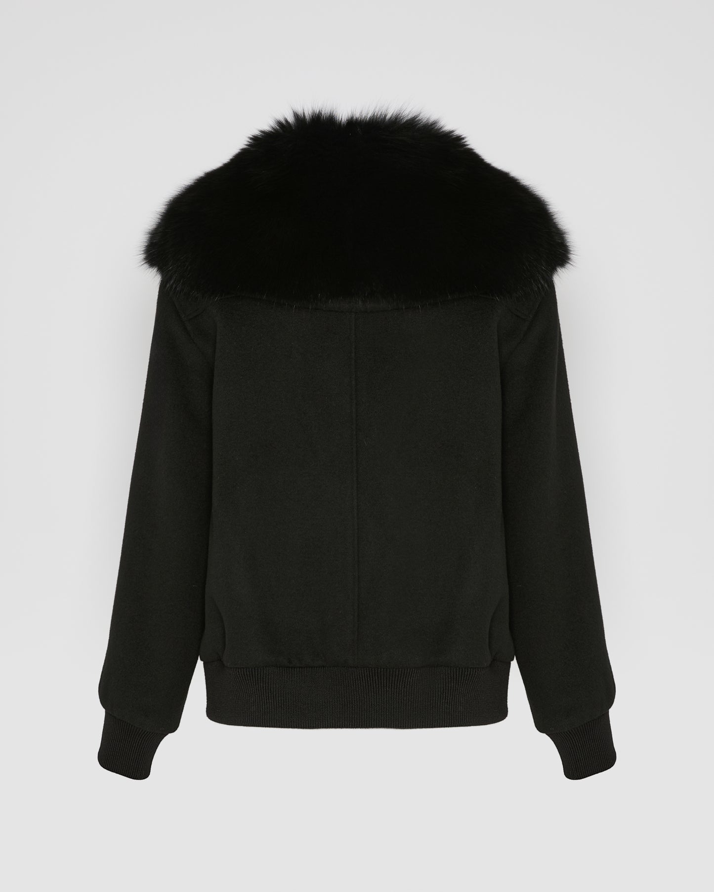 Cropped jacket in cashmere wool with fox fur collar