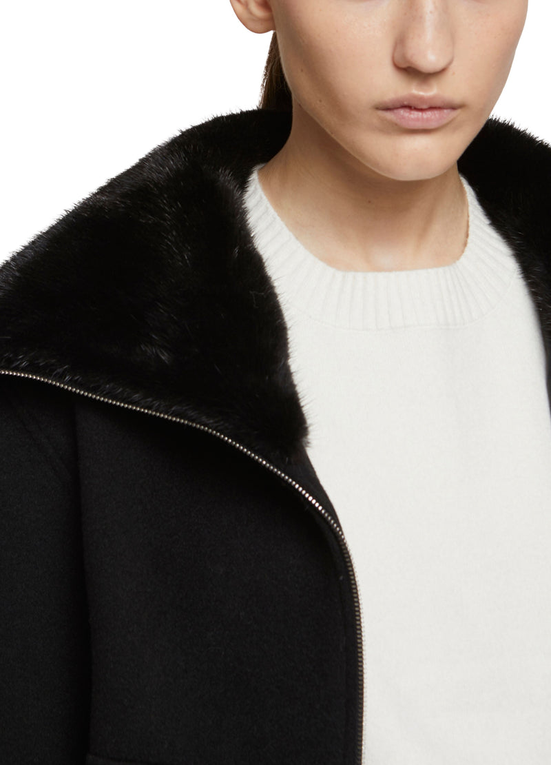 Blouson en lainage cachemire avec col en vison